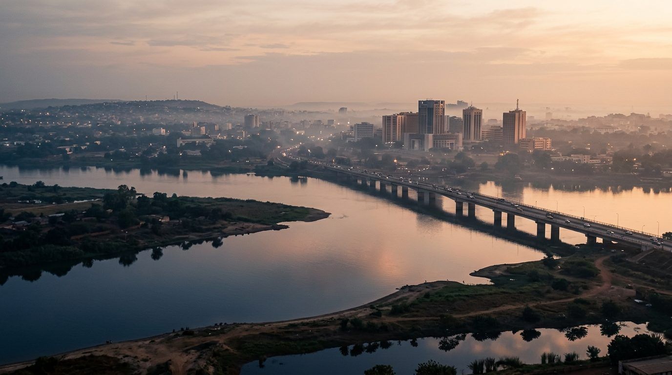 Morning view over Bamako and the Niger river